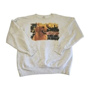 Vintage 80s Dog Golden Retriever By Fireplace Sweatshirt Size XL Randy Mcgovern